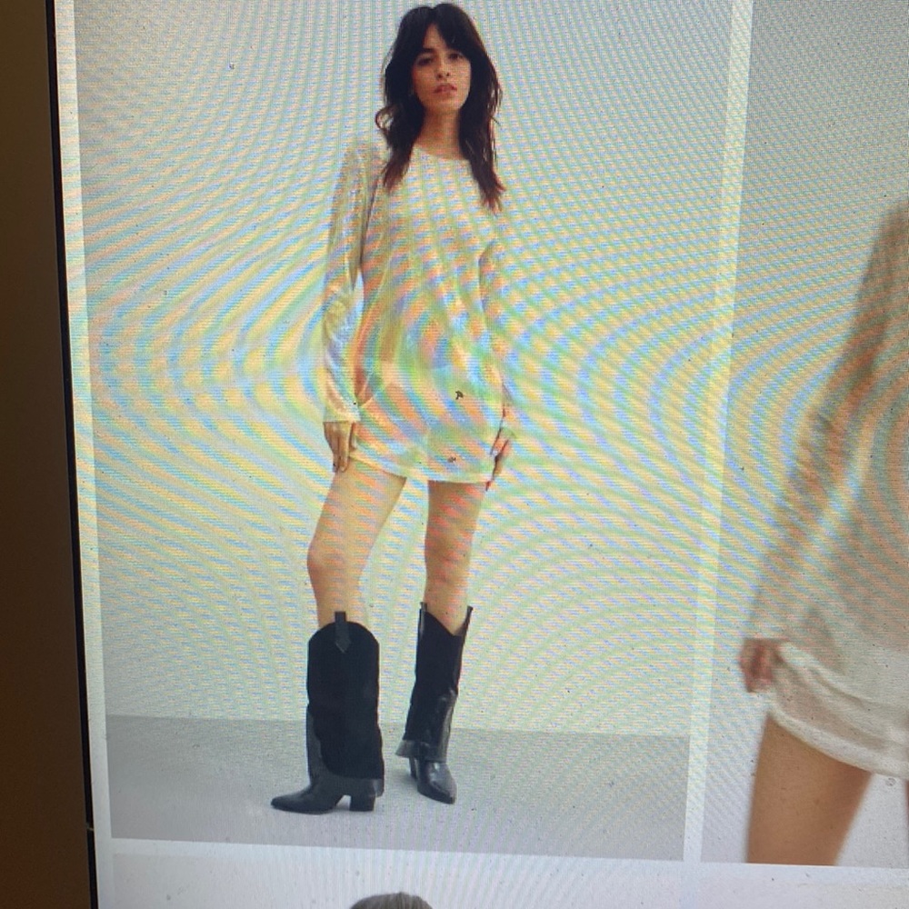 Brand new. Sheer mini shift dress